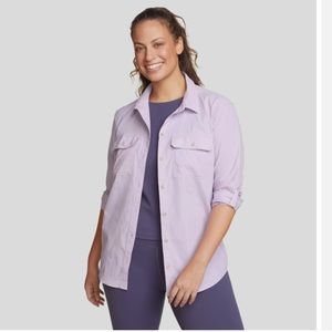 Green Eddie Bauer classic fit Mountain Ripstop Long-Sleeve Shirt. Size large.